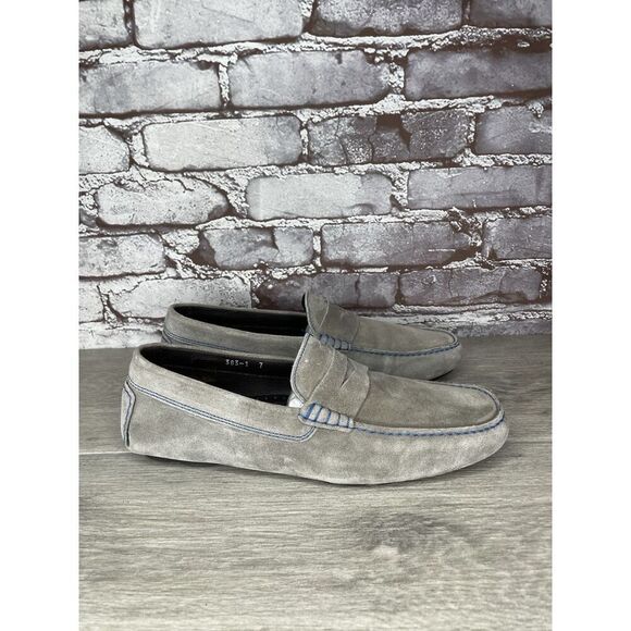 To Boot New York Grey Suede Leather Driver Penny Loafers Shoes Men Sz 7M US/40EU - Picture 10 of 16